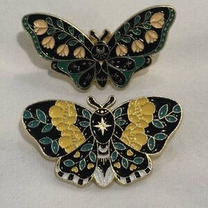 Set of 2 Celestial Moth Pins/Brooches